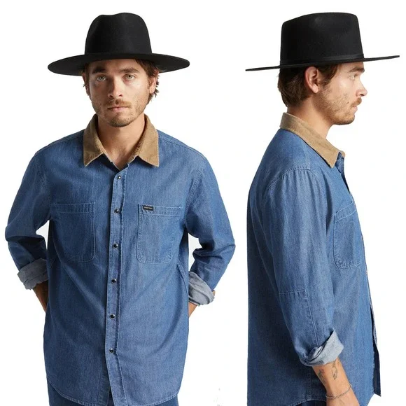 New Brixton black felt wool Unisex Cowboy Cohen Hat Size XS - Picture 7 of 7